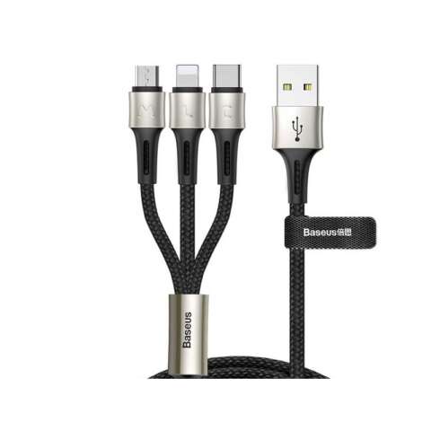 کابل تبدیل USB به USB-C/microUSB/لایتنینگ باسئوس مدل CAMLT-01 طول 1.2 متر